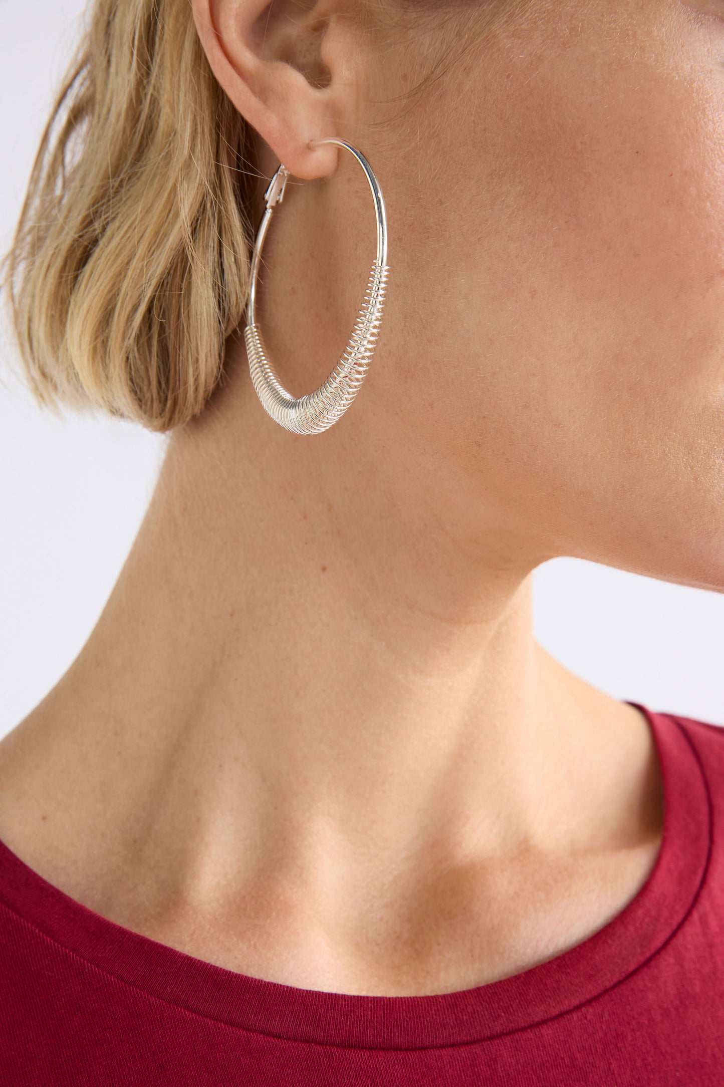 Solf Metallic Hoop Earring - Silver