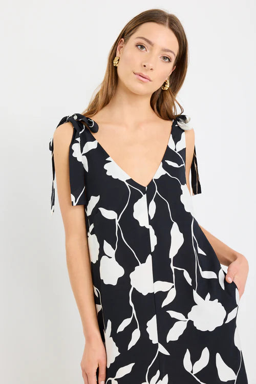 Spontaneous Midi Dress - Black & White Floral