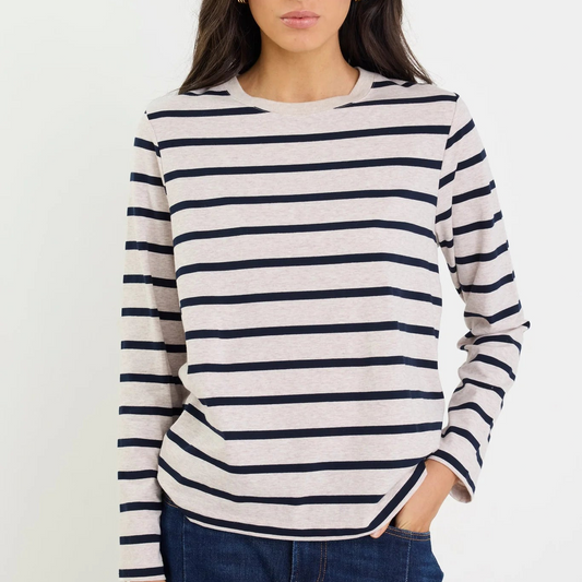 Tether Long Sleeve Tee - Ecru & Navy Stripe