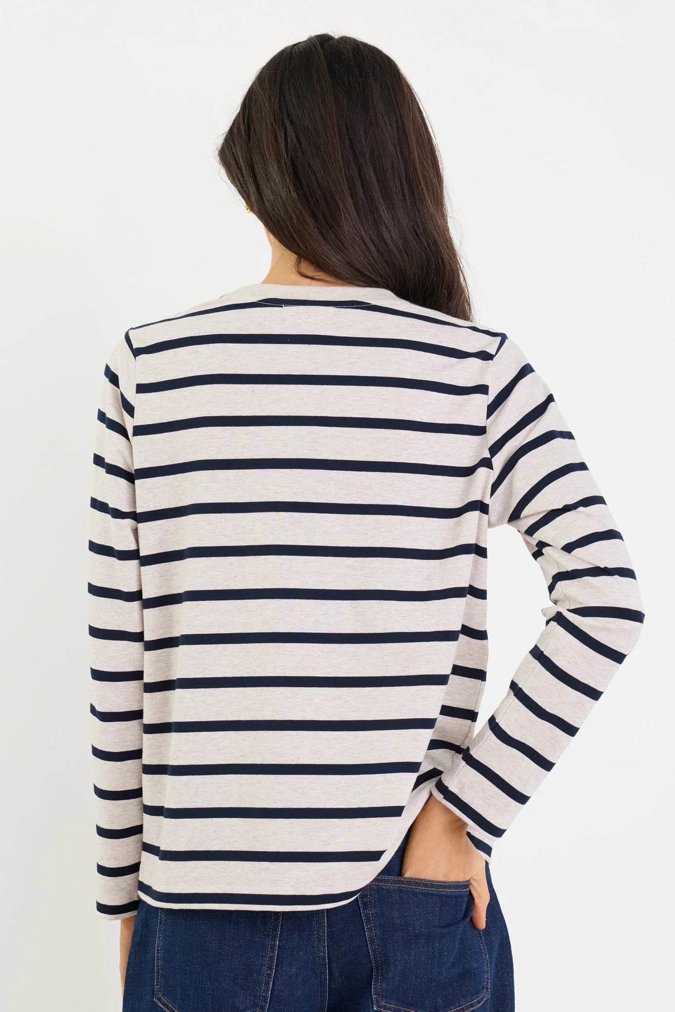 Tether Long Sleeve Tee - Ecru & Navy Stripe