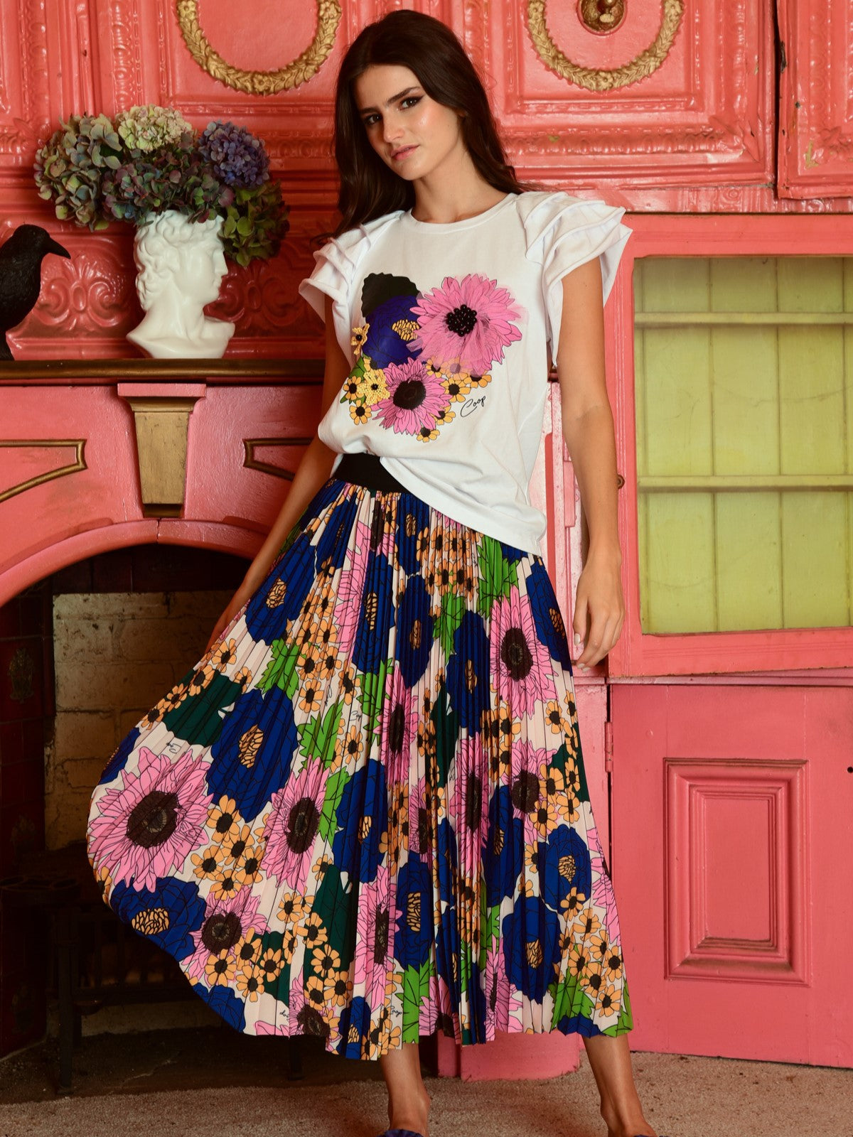The Pleat Is On Skirt - Floral