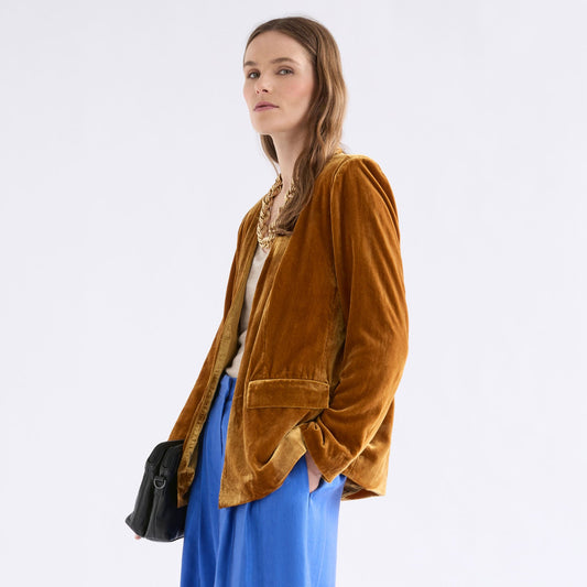 Velvet Soft Jacket Blazer - Golden