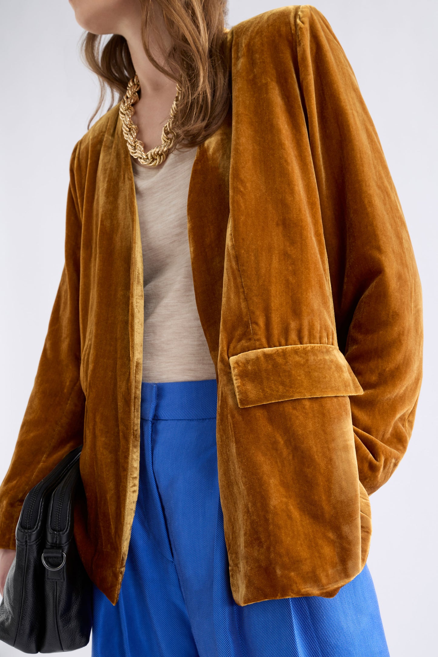 Velvet Soft Jacket Blazer - Golden