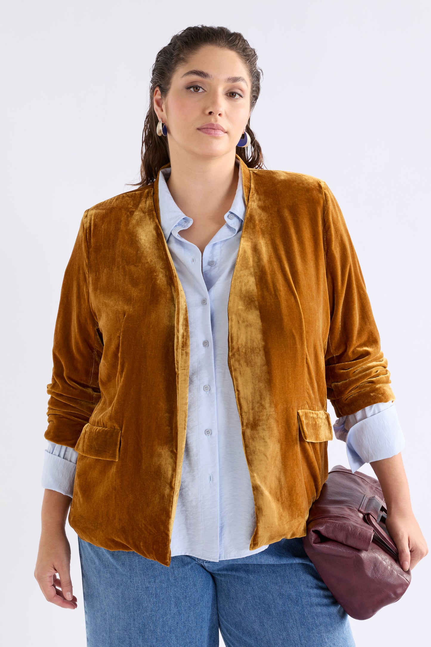Velvet Soft Jacket Blazer - Golden