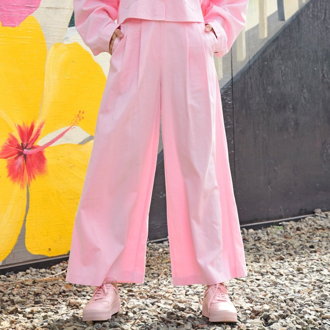 Wide Stride Trouser - Pink