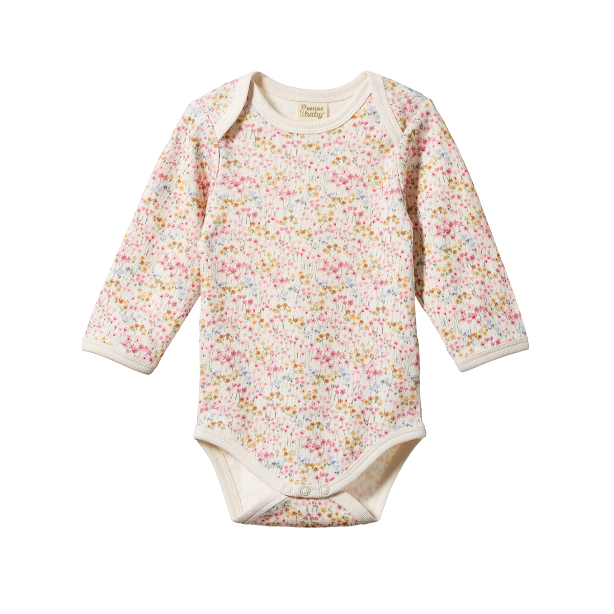 Cotton Long Sleeve Body Suit - Wildflower Mountain Print