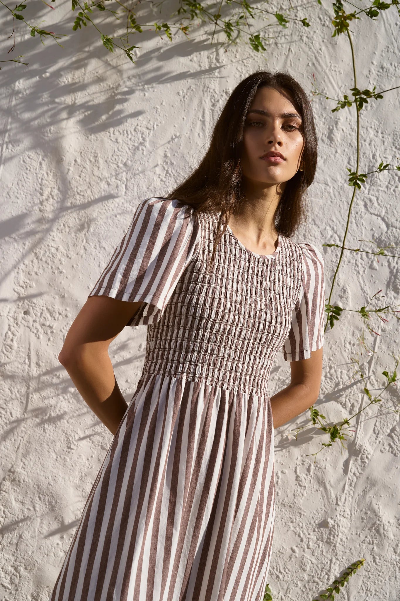 Wren Midi Dress - Chocolate Stripe