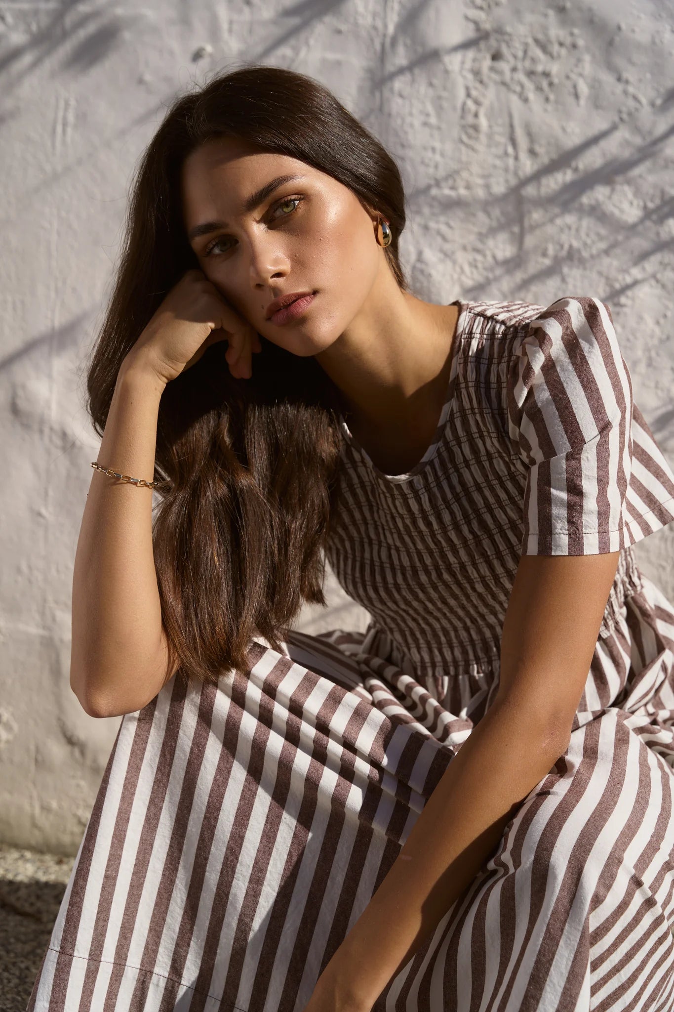 Wren Midi Dress - Chocolate Stripe