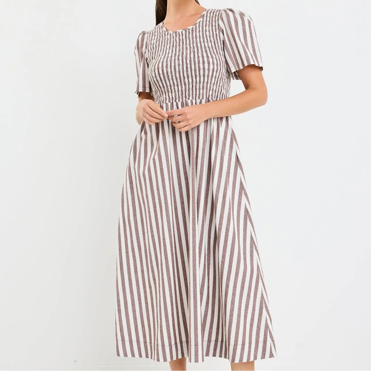 Wren Midi Dress - Chocolate Stripe
