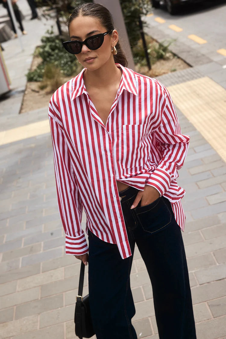 You Got This Oversized Shirt - Red Stripe
