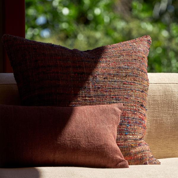 Edmund Silk Blend Cushion Cover - Brick/Multi