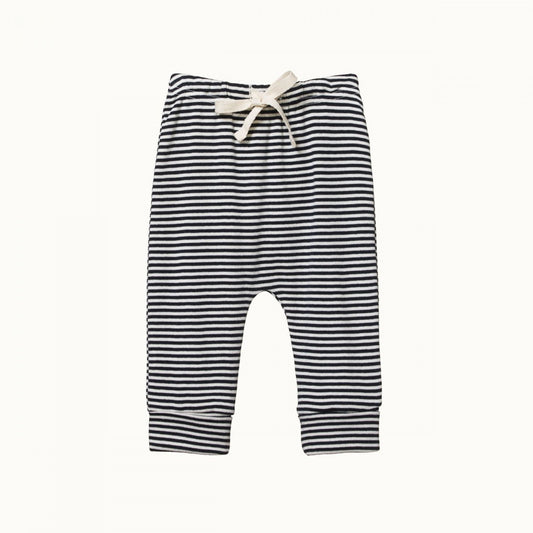 Cotton Drawstring Pants - Navy Stripe