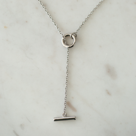 Thread Bar Necklace - Silver